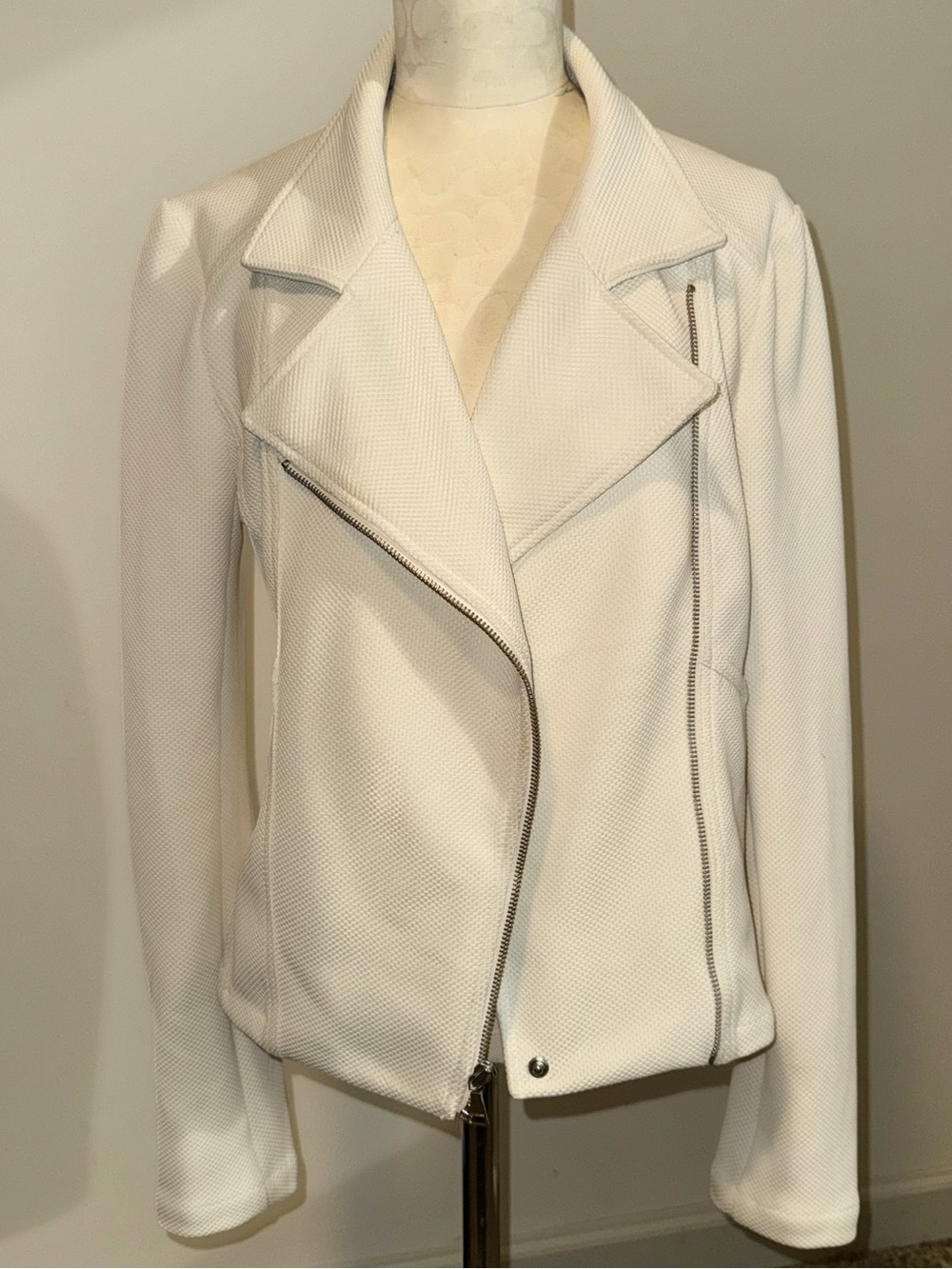 Express White Textured Moto Jacket
